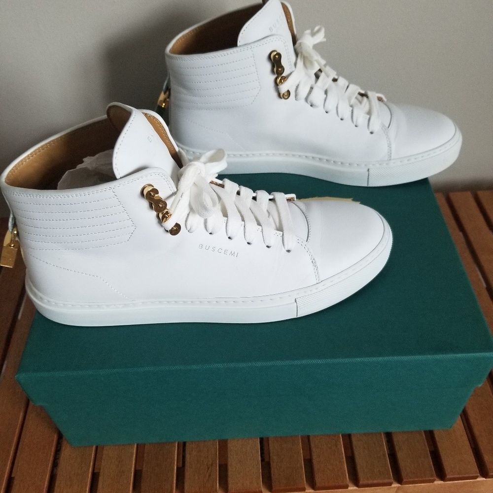 Men's Buscemi 100MM White Leather Sneaker